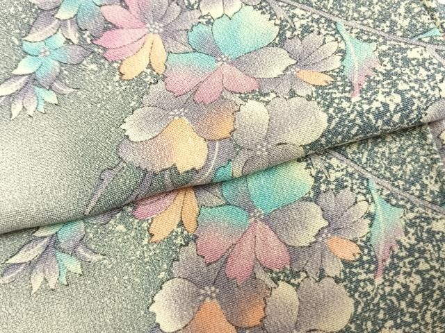 平和屋着物●上質な小紋　枝花文　暈し染め　高島屋扱い　正絹　逸品　未使用　AABN3885fy