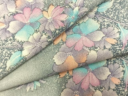 平和屋着物●上質な小紋　枝花文　暈し染め　高島屋扱い　正絹　逸品　未使用　AABN3885fy