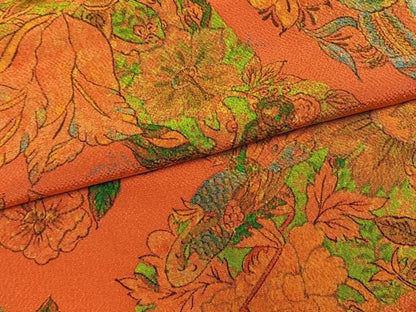 平和屋着物●上質な小紋　孔雀花文　鬼しぼ縮緬　正絹　逸品　AABN3909fy