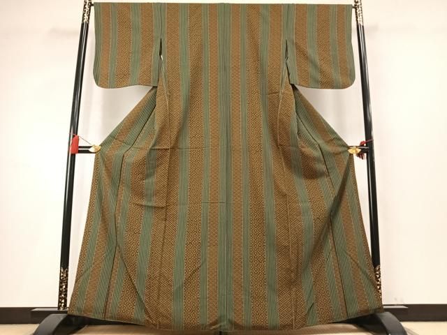 平和屋着物●上質な小紋　花菱間道　正絹　逸品　AABN3932fy