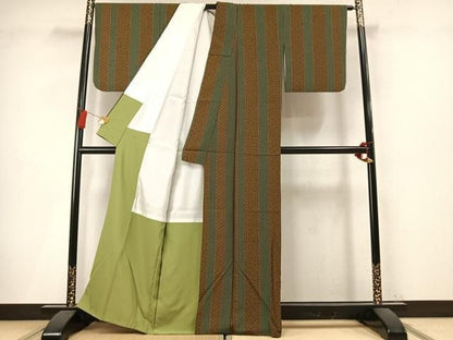 平和屋着物●上質な小紋　花菱間道　正絹　逸品　AABN3932fy