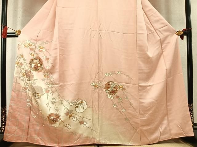 平和屋着物●訪問着　雪輪花鳥文　暈し染め　金銀彩　鈴乃屋扱い　正絹　逸品　AABN3935fy