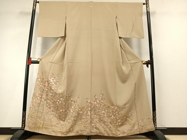 平和屋着物●中国三大刺繡　スワトウ刺繡　汕頭刺繡　総刺繡　色留袖　枝花文　暈し染め　金糸　金彩　正絹　逸品　AABN3941fy