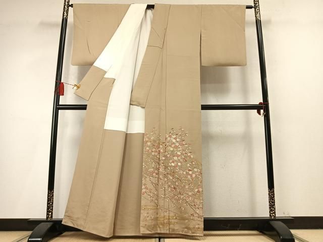 平和屋着物●中国三大刺繡　スワトウ刺繡　汕頭刺繡　総刺繡　色留袖　枝花文　暈し染め　金糸　金彩　正絹　逸品　AABN3941fy