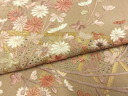 平和屋着物●中国三大刺繡　スワトウ刺繡　汕頭刺繡　総刺繡　色留袖　枝花文　暈し染め　金糸　金彩　正絹　逸品　AABN3941fy