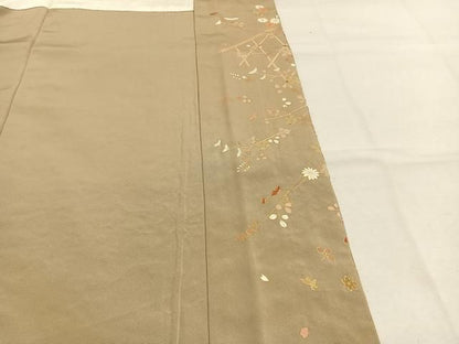 平和屋着物●中国三大刺繡　スワトウ刺繡　汕頭刺繡　総刺繡　色留袖　枝花文　暈し染め　金糸　金彩　正絹　逸品　AABN3941fy
