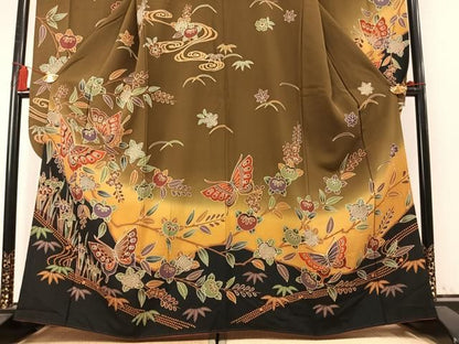 平和屋着物●豪華振袖　紅型　花蝶紋　暈し染め　正絹　逸品　AABN3944fy