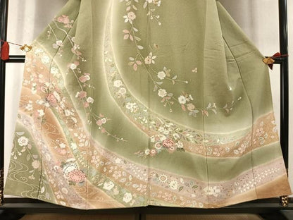 平和屋着物●訪問着　枝梅花文　暈し染め　金彩　正絹　逸品　AABN3946fy