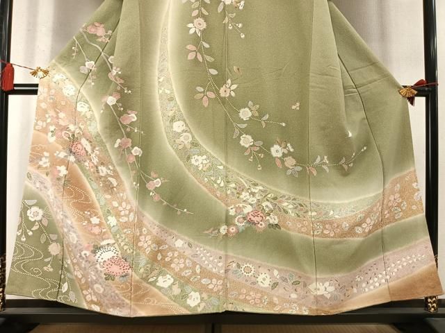 平和屋着物●訪問着　枝梅花文　暈し染め　金彩　正絹　逸品　AABN3946fy