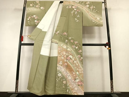 平和屋着物●訪問着　枝梅花文　暈し染め　金彩　正絹　逸品　AABN3946fy