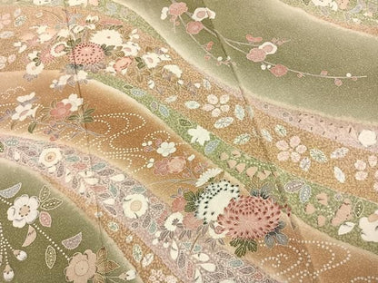 平和屋着物●訪問着　枝梅花文　暈し染め　金彩　正絹　逸品　AABN3946fy