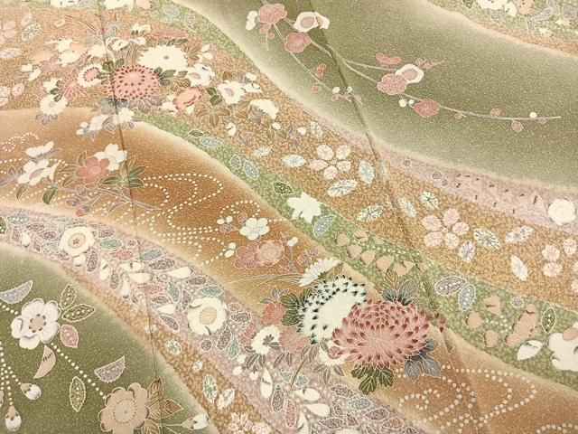 平和屋着物●訪問着　枝梅花文　暈し染め　金彩　正絹　逸品　AABN3946fy