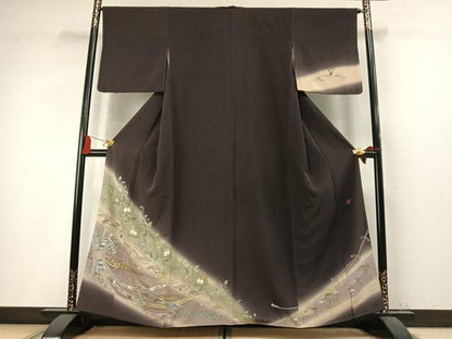 平和屋着物●友禅作家　河野栖山　訪問着　兎束ね熨斗花文　暈し染め　金彩　正絹　逸品　未使用　AABN3947fy