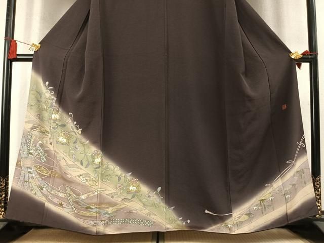 平和屋着物●友禅作家　河野栖山　訪問着　兎束ね熨斗花文　暈し染め　金彩　正絹　逸品　未使用　AABN3947fy