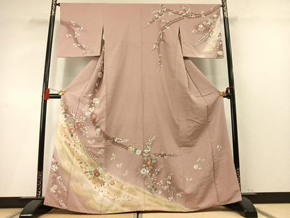 平和屋着物●訪問着　枝花文　暈し染め　金彩　正絹　逸品　AABN3950fy
