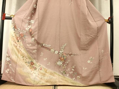 平和屋着物●訪問着　枝花文　暈し染め　金彩　正絹　逸品　AABN3950fy