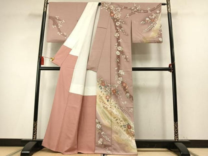 平和屋着物●訪問着　枝花文　暈し染め　金彩　正絹　逸品　AABN3950fy