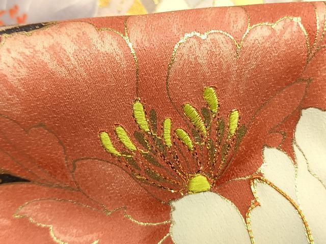 平和屋着物●豪華振袖　駒刺繍　花蝶文　暈し染め　金彩　正絹　逸品　AABN3953fy