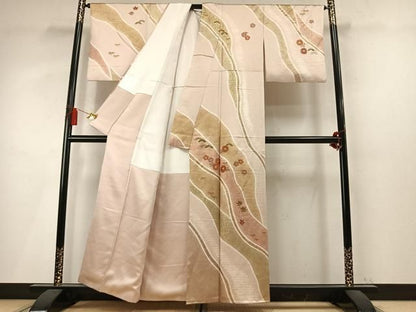 平和屋着物●訪問着　駒刺繍　道長花文　金彩　正絹　逸品　AABN3960fy