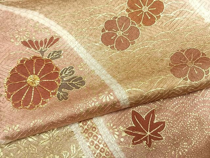 平和屋着物●訪問着　駒刺繍　道長花文　金彩　正絹　逸品　AABN3960fy