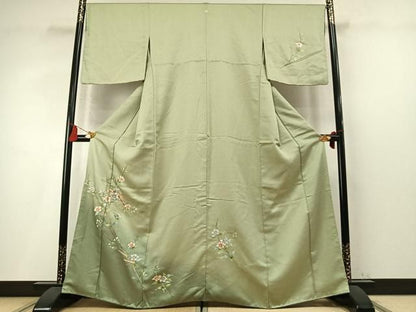平和屋着物●訪問着　扇面花文　暈し染め　正絹　逸品　未使用　AABN3962fy