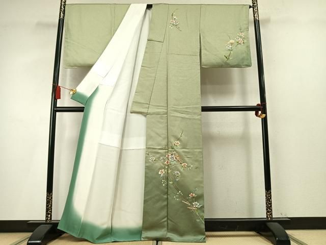 平和屋着物●訪問着　扇面花文　暈し染め　正絹　逸品　未使用　AABN3962fy