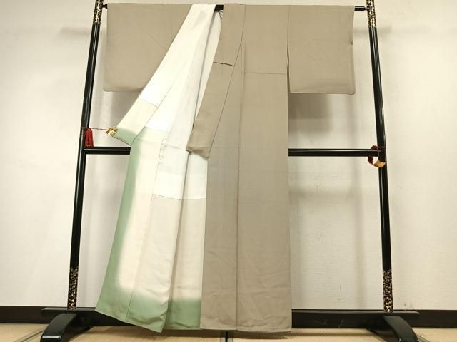平和屋着物●江戸小紋　万筋　茶色×白色　正絹　逸品　AABN3965fy