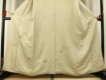 平和屋着物●訪問着　総刺繍　花蝶文　金糸　正絹　逸品　AABN3975fy