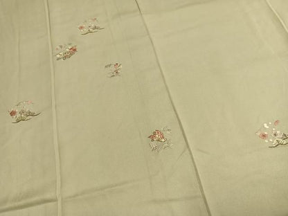 平和屋着物●訪問着　総刺繍　花蝶文　金糸　正絹　逸品　AABN3975fy