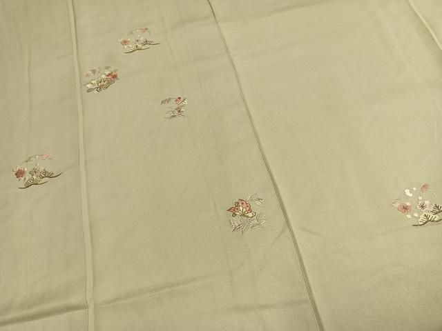 平和屋着物●訪問着　総刺繍　花蝶文　金糸　正絹　逸品　AABN3975fy