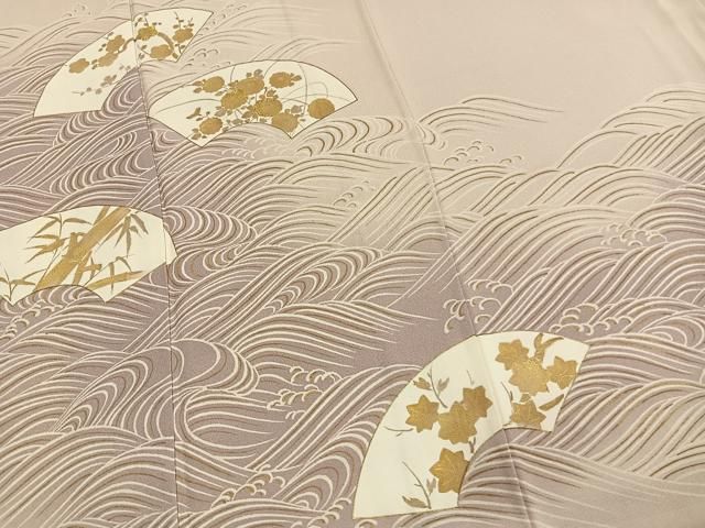 平和屋着物●訪問着　刺繍　地紙花文　暈し染め　金糸　金彩　正絹　逸品　AABN4012fy