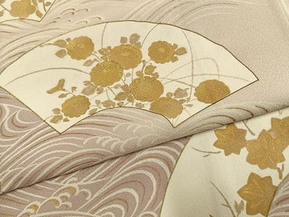 平和屋着物●訪問着　刺繍　地紙花文　暈し染め　金糸　金彩　正絹　逸品　AABN4012fy