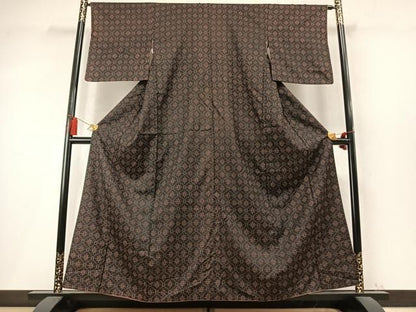 平和屋着物●本場大島紬　染大島　立涌文　黒地　正絹　逸品　AABN4014fy