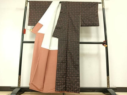 平和屋着物●本場大島紬　染大島　立涌文　黒地　正絹　逸品　AABN4014fy