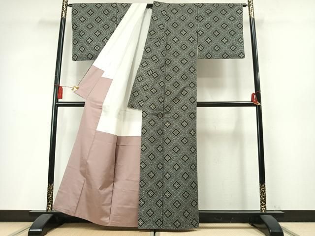 平和屋着物●本場大島紬　龍郷絣　正絹　逸品　AABN4032fy