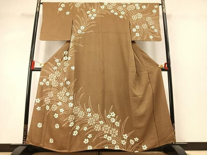 平和屋着物●訪問着　総絞り　草花文　正絹　逸品　AABN4035fy