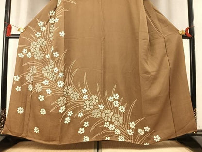 平和屋着物●訪問着　総絞り　草花文　正絹　逸品　AABN4035fy
