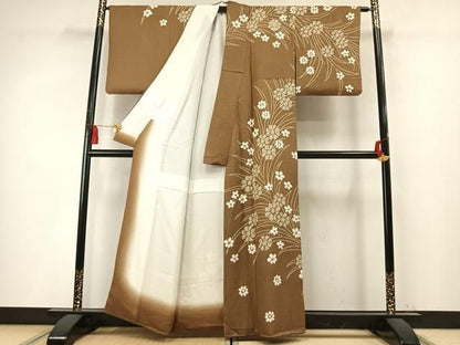 平和屋着物●訪問着　総絞り　草花文　正絹　逸品　AABN4035fy