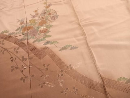 平和屋着物●中国三大刺繍　スワトウ刺繍　汕頭刺繍　総刺繍　訪問着　雪輪花文　暈し染め　仮絵羽　正絹　逸品　未使用　AABN4036fy