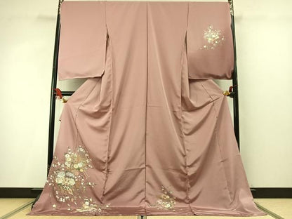 平和屋着物●訪問着　総刺繍　御所車冊子花文　暈し染め　金糸　仮絵羽　正絹　逸品　未使用　AABN4037fy