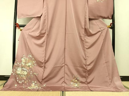 平和屋着物●訪問着　総刺繍　御所車冊子花文　暈し染め　金糸　仮絵羽　正絹　逸品　未使用　AABN4037fy