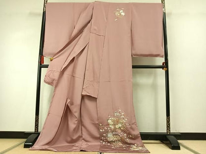 平和屋着物●訪問着　総刺繍　御所車冊子花文　暈し染め　金糸　仮絵羽　正絹　逸品　未使用　AABN4037fy