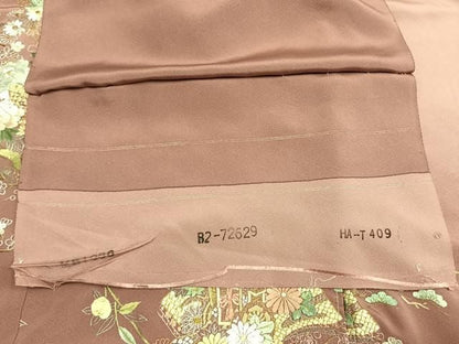平和屋着物●訪問着　総刺繍　御所車冊子花文　暈し染め　金糸　仮絵羽　正絹　逸品　未使用　AABN4037fy