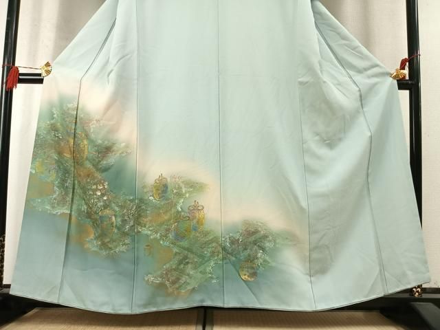 平和屋着物●豪華色留袖　陶器花文　暈し染め　金彩　正絹　逸品　AABN4038fy