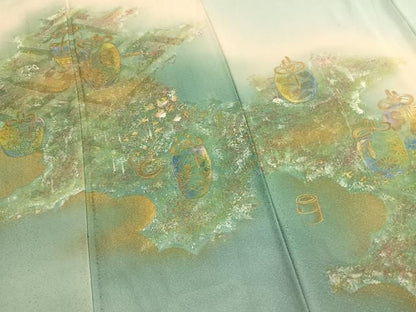 平和屋着物●豪華色留袖　陶器花文　暈し染め　金彩　正絹　逸品　AABN4038fy