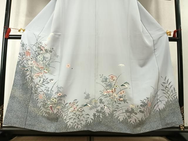 平和屋着物●訪問着　楽器花文　シルエット　暈し染め　金銀彩　正絹　逸品　AABN4041fy