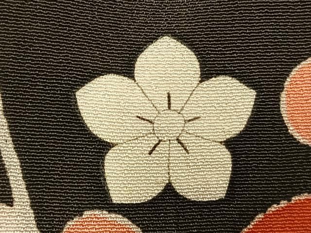 平和屋本店●アンティーク　大正ロマン　振袖　駒刺繍　扇面花文　暈し染め　黒地　金銀糸　金彩　正絹　逸品　AABN4046fy