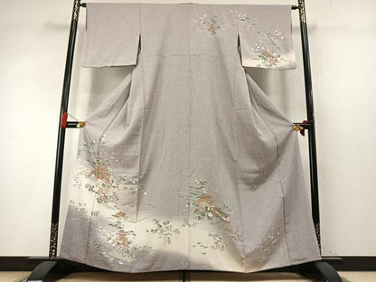 平和屋着物●訪問着　友禅　風景花鳥文　暈し染め　鈴乃屋扱い　正絹　逸品　AABN4047fy