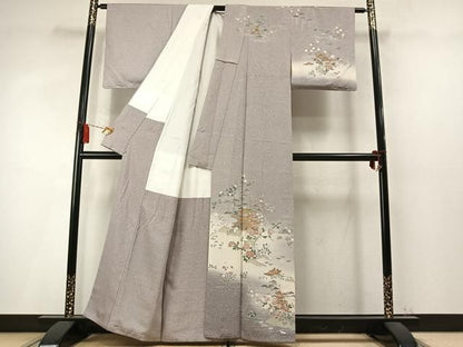 平和屋着物●訪問着　友禅　風景花鳥文　暈し染め　鈴乃屋扱い　正絹　逸品　AABN4047fy