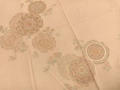 平和屋着物●中国三大刺繍　スワトウ刺繍　汕頭刺繍　総刺繍　訪問着　吉祥花文　正絹　逸品　AABN4069fy